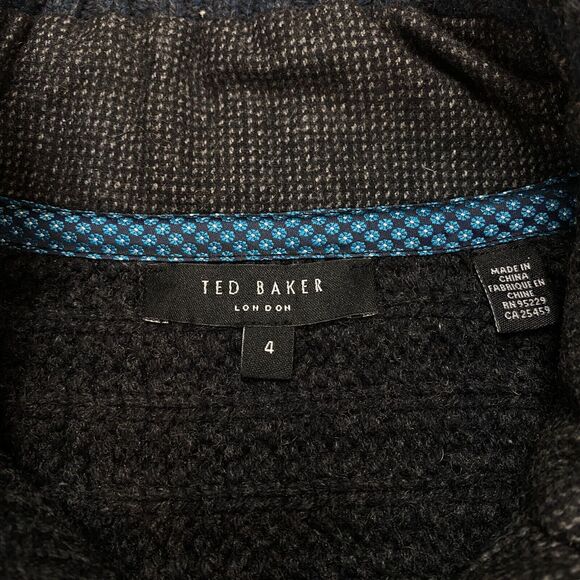 Ted Baker London Sweater Men’s Size 4 L Gray Knit Cotton Long Sleeve Mock Neck - Picture 6 of 12